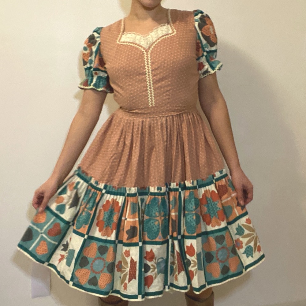 Boho Western Dress, Cottagecore Vintage Cowgirl